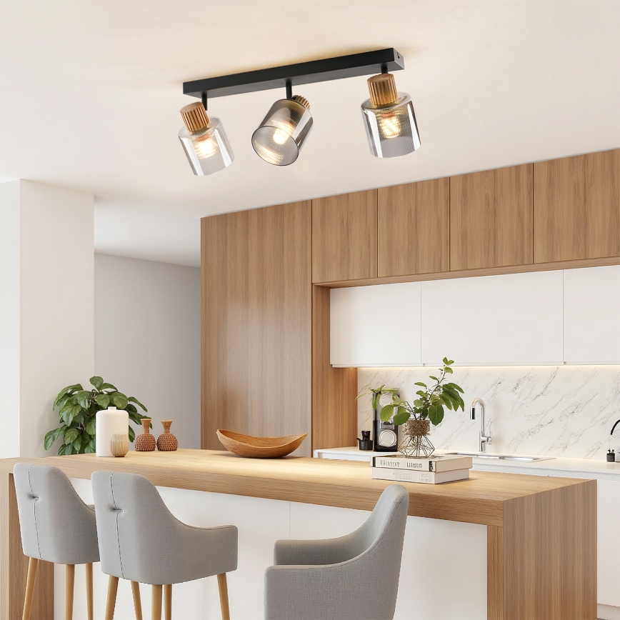 Brilagi - Candeeiro de focos HYGGE 3xE14/15W/230V preto/fumado