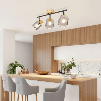 Brilagi - Candeeiro de focos HYGGE 3xE14/15W/230V preto/fumado