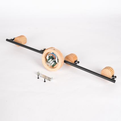 Brilagi - Candeeiro de focos HYGGE 4xE14/15W/230V madeira de seringueira/fumê