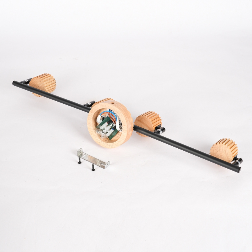 Brilagi - Candeeiro de focos HYGGE 4xE14/15W/230V madeira de seringueira/fumê