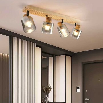 Brilagi - Candeeiro de focos HYGGE 4xE14/15W/230V madeira/fumê