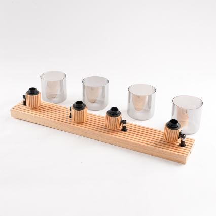 Brilagi - Candeeiro de focos HYGGE 4xE14/15W/230V madeira/fumê