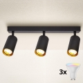 Brilagi - Candeeiro de focos LED RGBW regulável SELE 3xGU10/6W/230V 3000K preto/dourado + controlo remoto
