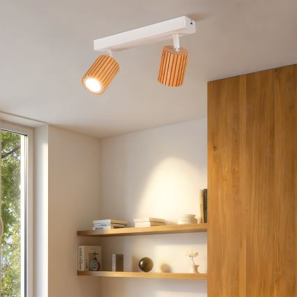 Brilagi - Candeeiro de focos MODERN WOOD 2xGU10/8W/230V seringueira/branco