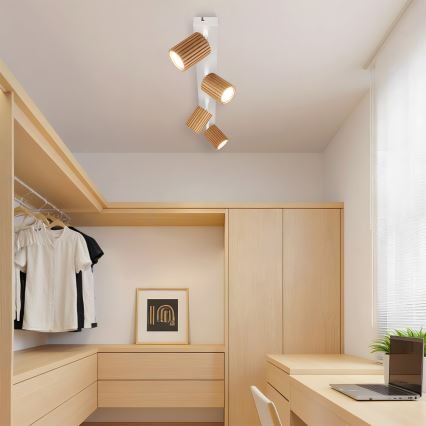 Brilagi - Candeeiro de focos MODERN WOOD 4xGU10/8W/230V madeira/branco