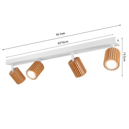 Brilagi - Candeeiro de focos MODERN WOOD 4xGU10/8W/230V madeira/branco