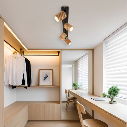 Brilagi - Candeeiro de focos MODERN WOOD 4xGU10/8W/230V madeira/preto