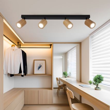 Brilagi - Candeeiro de focos MODERN WOOD 4xGU10/8W/230V madeira/preto