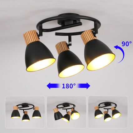 Brilagi - Candeeiro de focos ODENSE 3xE14/10W/230V madeira/preto