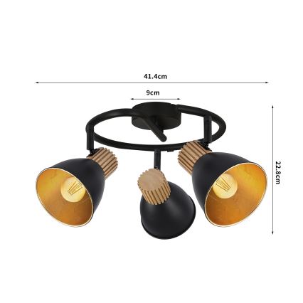 Brilagi - Candeeiro de focos ODENSE 3xE14/10W/230V madeira/preto