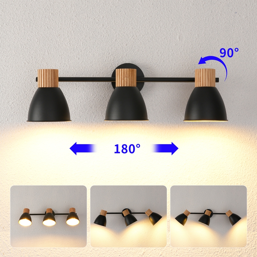Brilagi - Candeeiro de focos ODENSE 3xE14/10W/230V madeira/preto