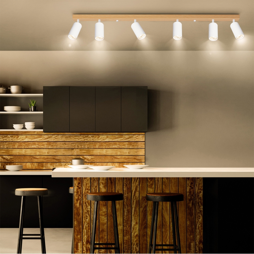 Brilagi - Candeeiro de focos SELE 6xGU10/30W/230V branco/acabamento carvalho