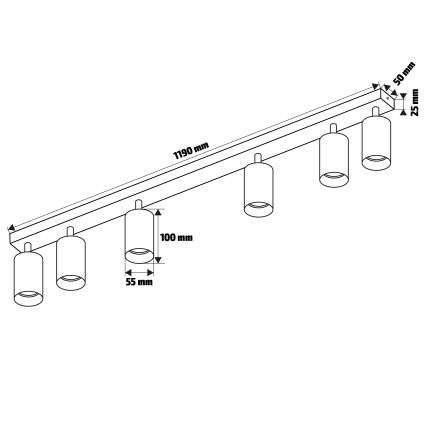 Brilagi - Candeeiro de focos SELE 6xGU10/30W/230V branco/acabamento carvalho