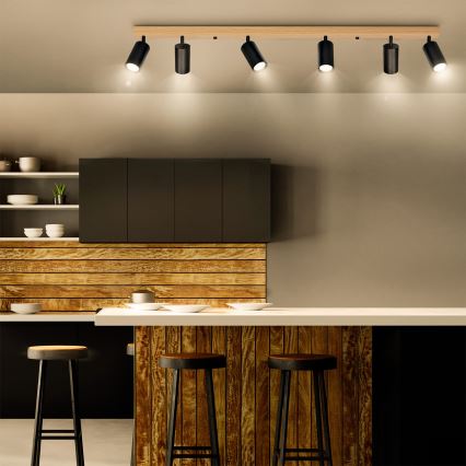 Brilagi - Candeeiro de focos SELE 6xGU10/30W/230V preto/decor de carvalho