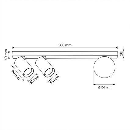Brilagi - Candeeiro de focos SELE BALL 2xGU10/30W/230V + 1xG9/10W preto
