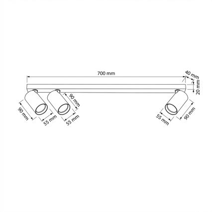 Brilagi - Candeeiro de focos SELE LONG 3xGU10/30W/230V preto