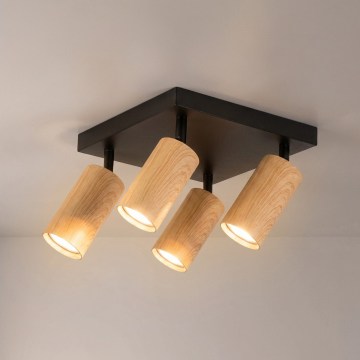 Brilagi - Candeeiro de focos SELE SQUARE 4xGU10/30W/230V preto/acabamento em carvalho