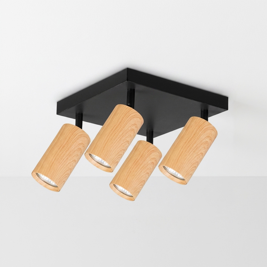 Brilagi - Candeeiro de focos SELE SQUARE 4xGU10/30W/230V preto/acabamento em carvalho