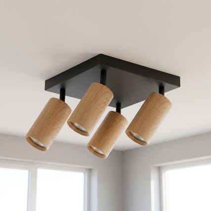 Brilagi - Candeeiro de focos SELE SQUARE 4xGU10/30W/230V preto/acabamento em carvalho