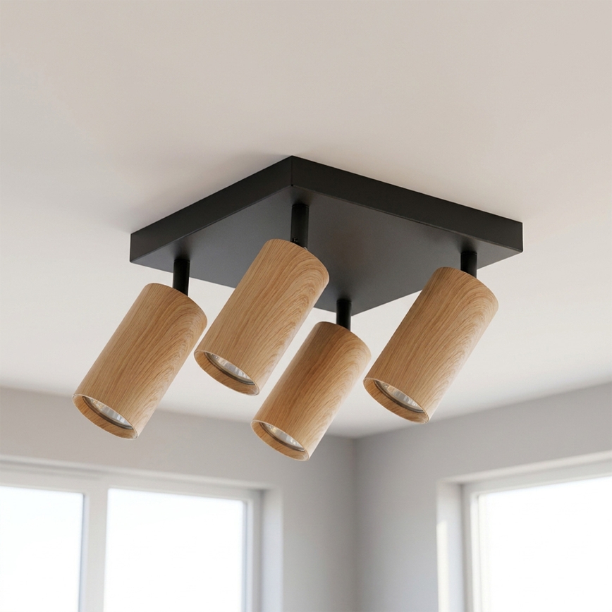 Brilagi - Candeeiro de focos SELE SQUARE 4xGU10/30W/230V preto/acabamento em carvalho