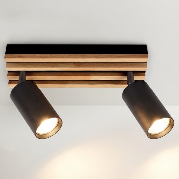 Brilagi - Candeeiro de focos SELE WOOD 2xGU10/30W/230V preto/madeira
