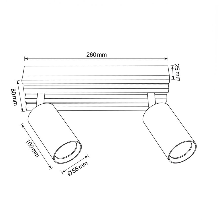 Brilagi - Candeeiro de focos SELE WOOD 2xGU10/30W/230V preto/madeira