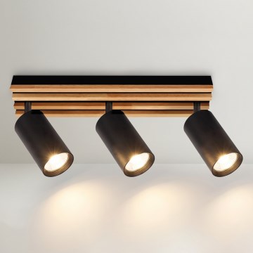 Brilagi - Candeeiro de focos SELE WOOD 3xGU10/30W/230V preto/madeira
