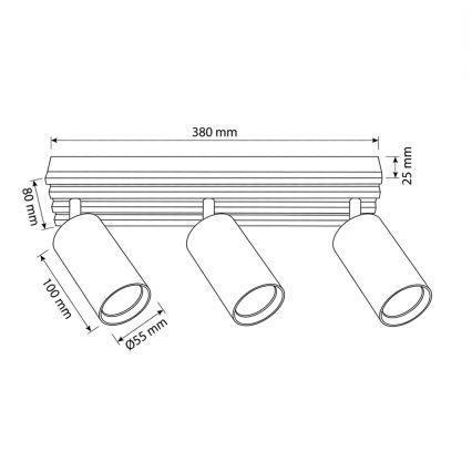 Brilagi - Candeeiro de focos SELE WOOD 3xGU10/30W/230V preto/madeira
