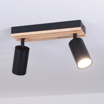 Brilagi - Candeeiro de focos SELE WOOD ACOUSTIC 2xGU10/30W/230V preto/madeira