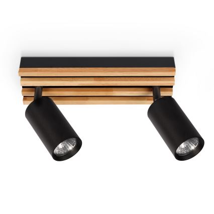 Brilagi - Candeeiro de focos SELE WOOD ACOUSTIC 2xGU10/30W/230V preto/madeira
