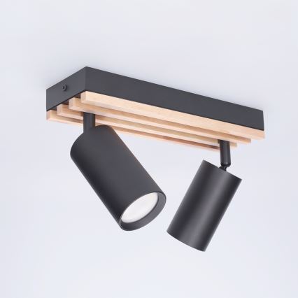 Brilagi - Candeeiro de focos SELE WOOD ACOUSTIC 2xGU10/30W/230V preto/madeira