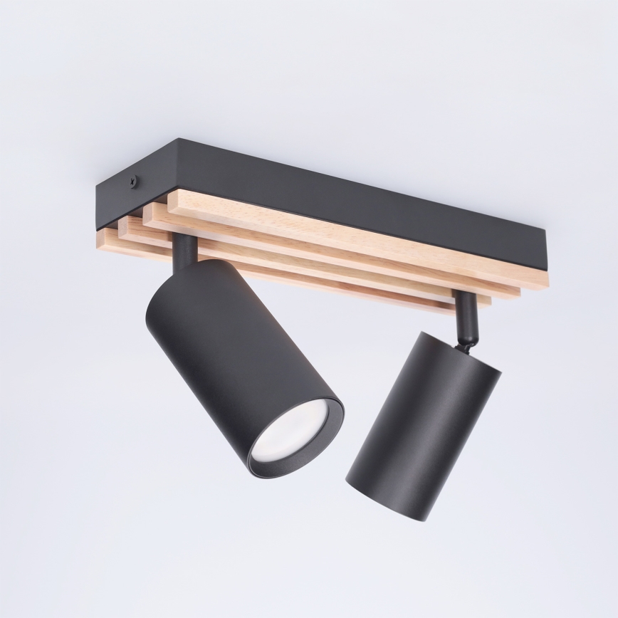 Brilagi - Candeeiro de focos SELE WOOD ACOUSTIC 2xGU10/30W/230V preto/madeira