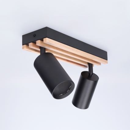Brilagi - Candeeiro de focos SELE WOOD ACOUSTIC 2xGU10/30W/230V preto/madeira