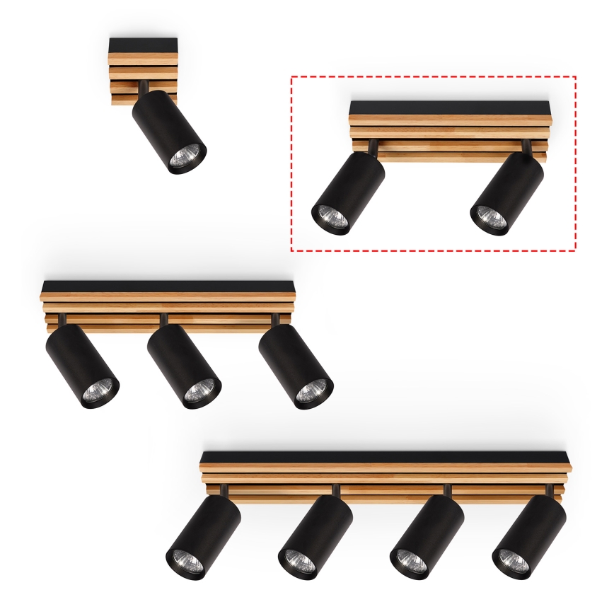 Brilagi - Candeeiro de focos SELE WOOD ACOUSTIC 2xGU10/30W/230V preto/madeira