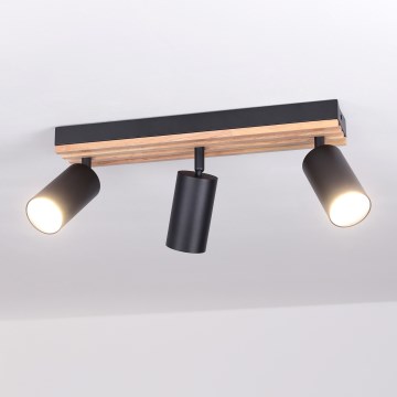 Brilagi - Candeeiro de focos SELE WOOD ACOUSTIC 3xGU10/30W/230V preto/madeira