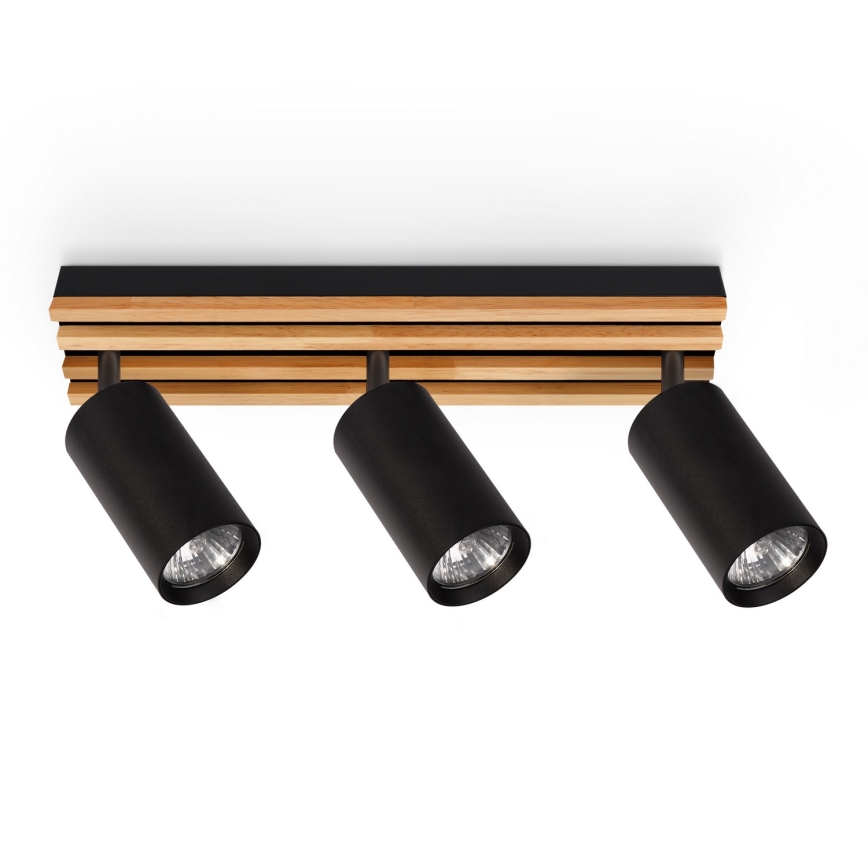 Brilagi - Candeeiro de focos SELE WOOD ACOUSTIC 3xGU10/30W/230V preto/madeira