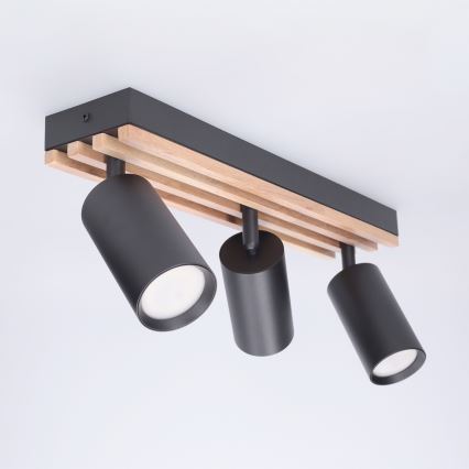 Brilagi - Candeeiro de focos SELE WOOD ACOUSTIC 3xGU10/30W/230V preto/madeira