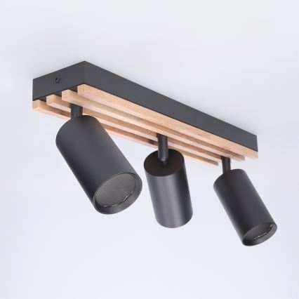 Brilagi - Candeeiro de focos SELE WOOD ACOUSTIC 3xGU10/30W/230V preto/madeira