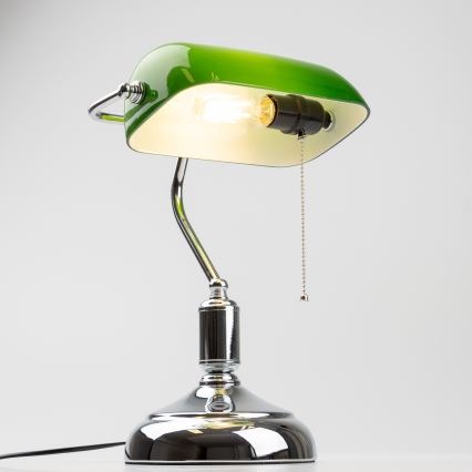 Brilagi - Candeeiro de mesa BANK OFFICE 1xE27/60W/230V cromado brilhante/verde