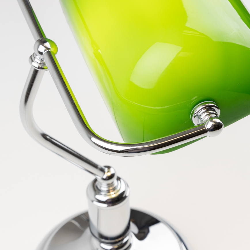 Brilagi - Candeeiro de mesa BANK OFFICE 1xE27/60W/230V cromado brilhante/verde