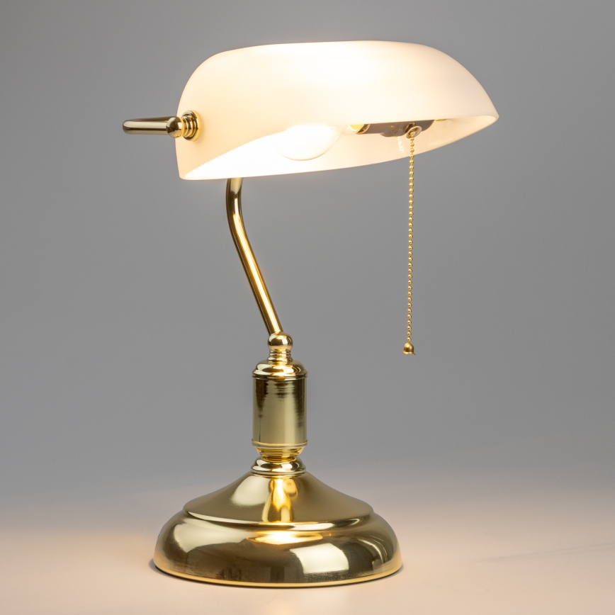 Brilagi - Candeeiro de mesa BANK OFFICE 1xE27/60W/230V dourado/branco