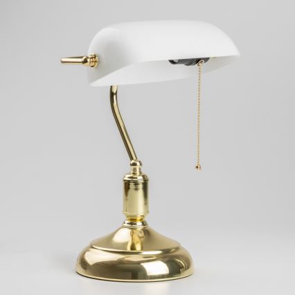 Brilagi - Candeeiro de mesa BANK OFFICE 1xE27/60W/230V dourado/branco