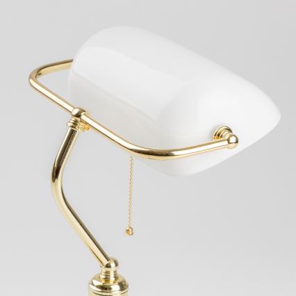 Brilagi - Candeeiro de mesa BANK OFFICE 1xE27/60W/230V dourado/branco