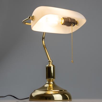 Brilagi - Candeeiro de mesa BANK OFFICE 1xE27/60W/230V dourado/branco