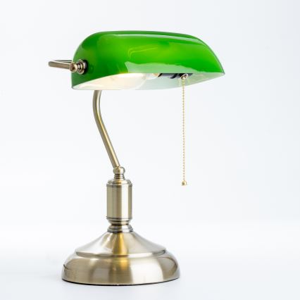 Brilagi - Candeeiro de mesa BANK OFFICE 1xE27/60W/230V latão/verde