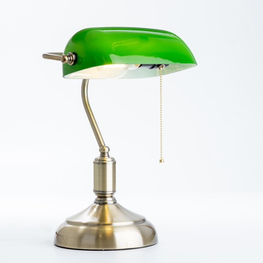 Brilagi - Candeeiro de mesa BANK OFFICE 1xE27/60W/230V latão/verde