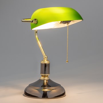 Brilagi - Candeeiro de mesa BANK OFFICE 1xE27/60W/230V preto/dourado/verde