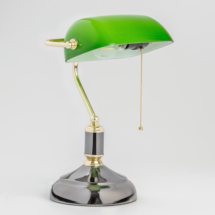 Brilagi - Candeeiro de mesa BANK OFFICE 1xE27/60W/230V preto/dourado/verde