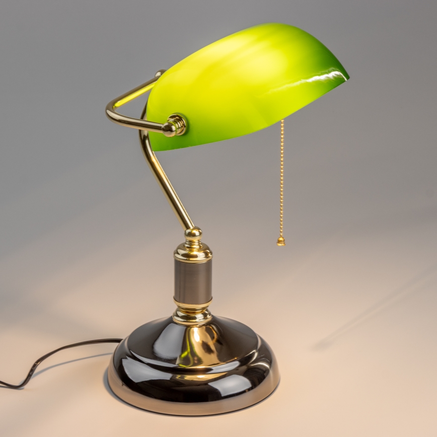 Brilagi - Candeeiro de mesa BANK OFFICE 1xE27/60W/230V preto/dourado/verde