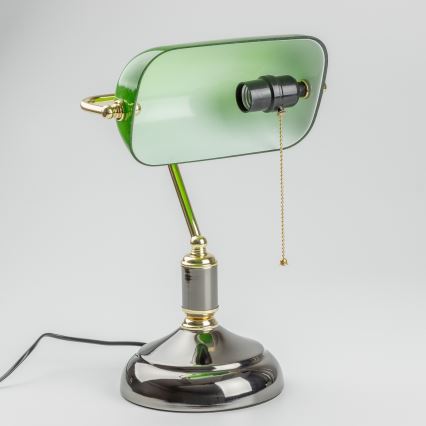 Brilagi - Candeeiro de mesa BANK OFFICE 1xE27/60W/230V preto/dourado/verde